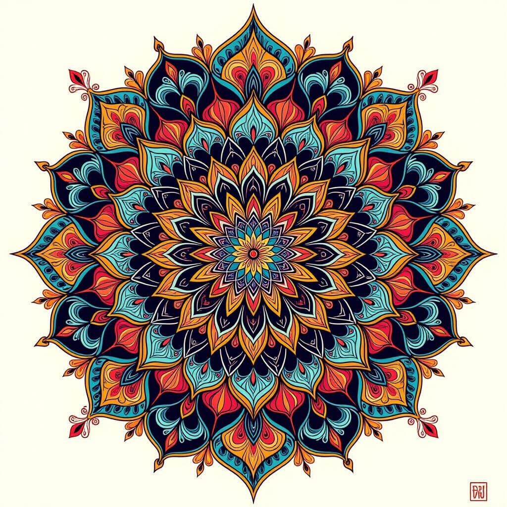 Intricate Mandala with Geometric Shapes