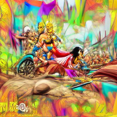 Mahabharata war #film 8k resolution colourful Picasso Marvel Comics digital illustration