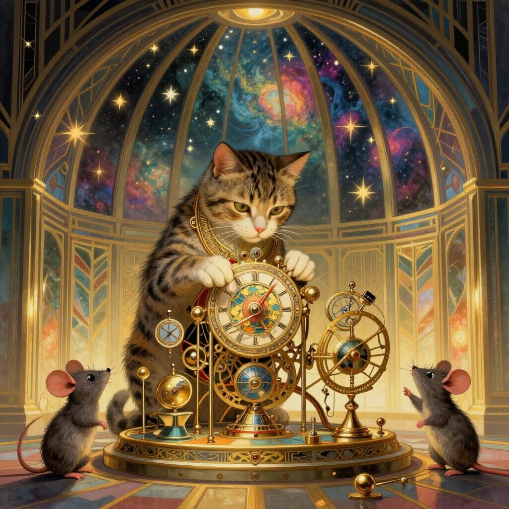 Clockwork Cat Builds Observatory Instruments in Art Deco Sty...