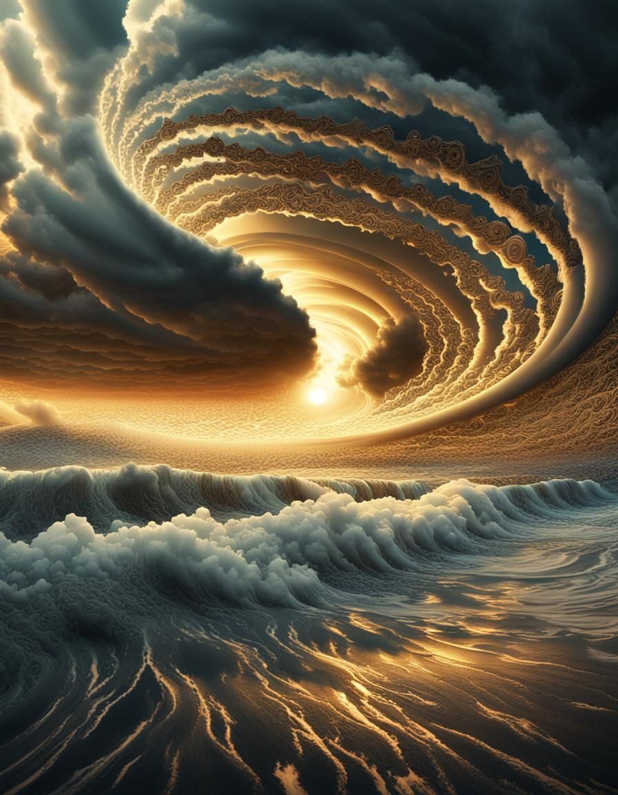 Fractal Tornado in Golden Hour Light