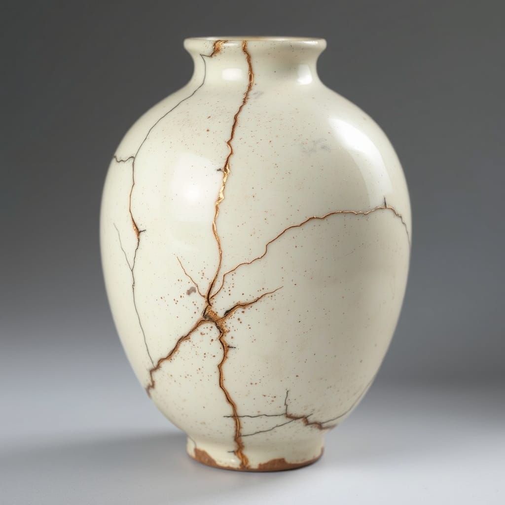 Golden Vase with Cracked Beauty in Japanese Style