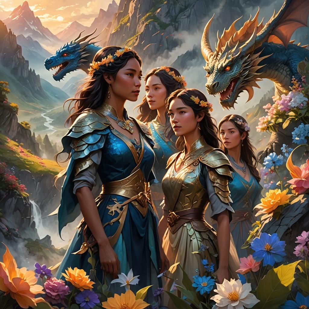 Fantasy Illustration: Women, Dragons, and Flowers