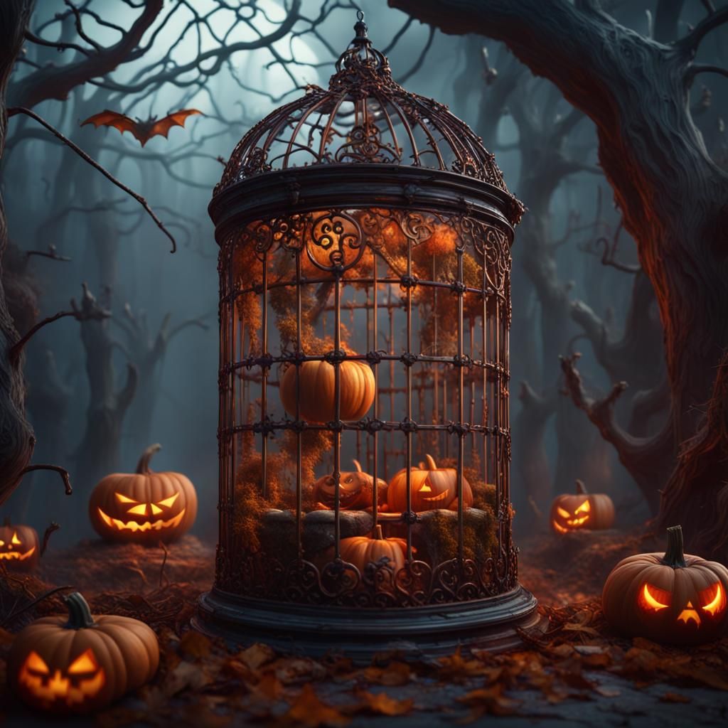 Halloween Cage with Intricate Details