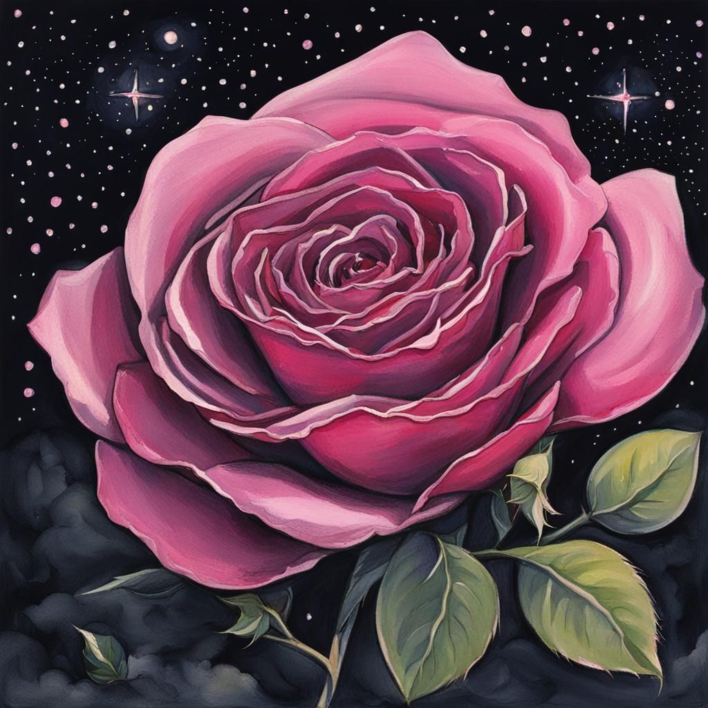 Dramatic Night Rose Digital Art