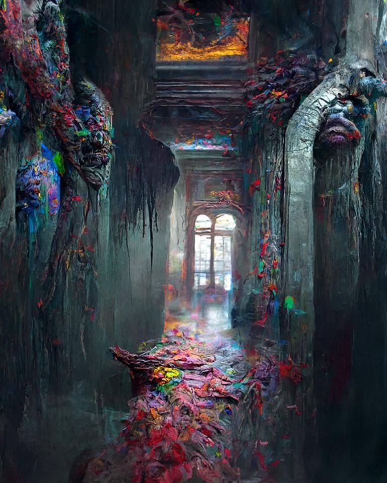 Surreal Mysterious Halls in a Dystopian Style