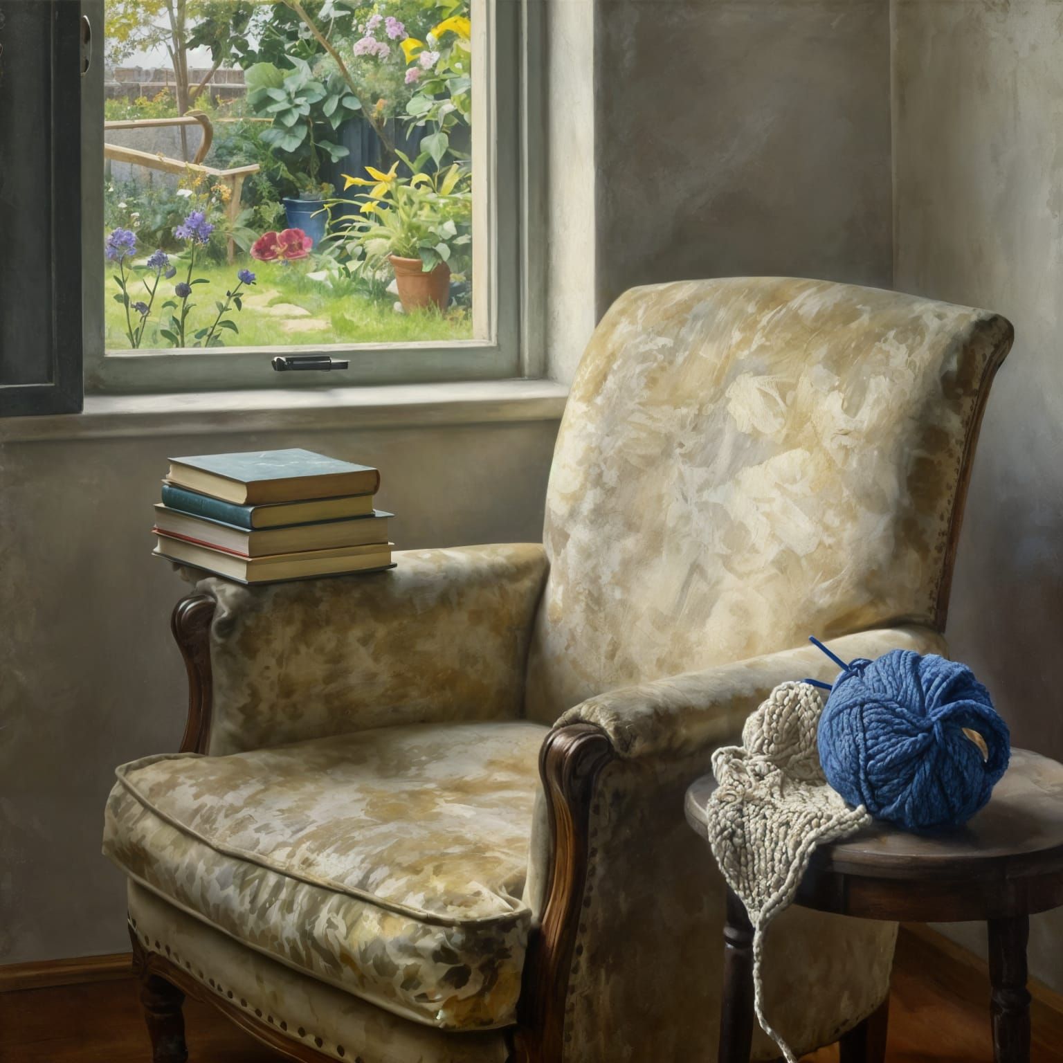 Tranquil Kitchen Nook in Classical Oil Painting Style