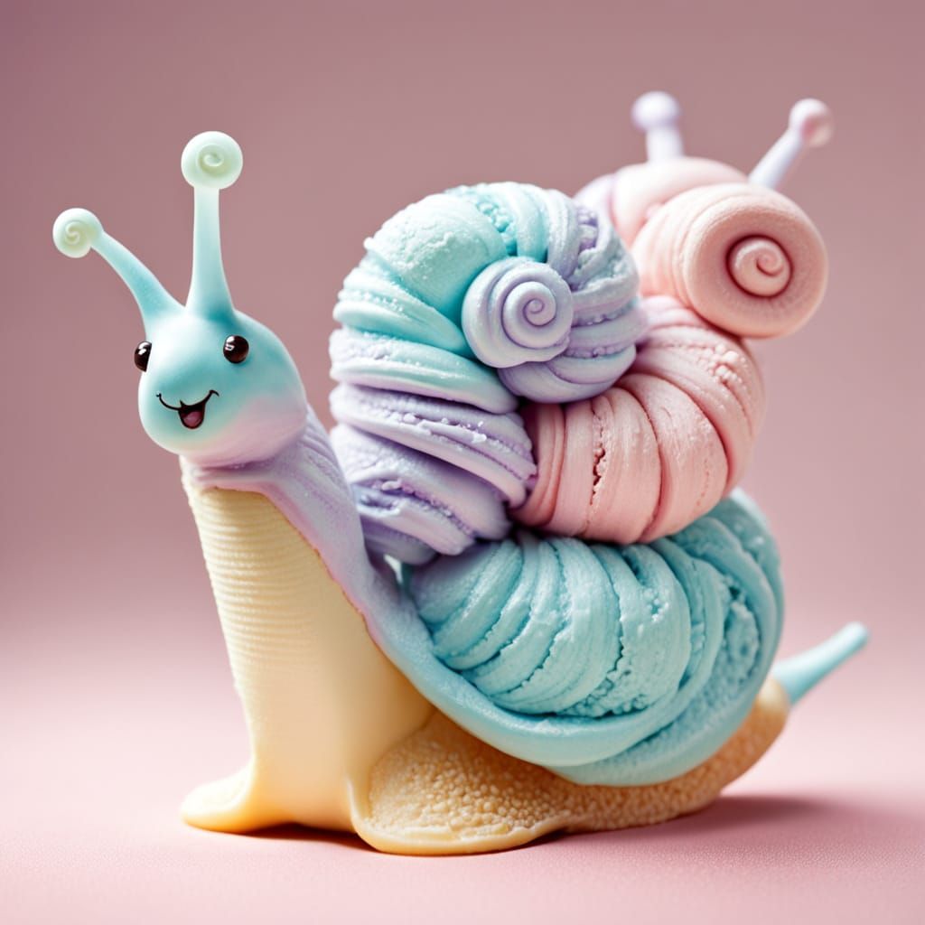 Cute Ice Cream Snail with Pastel Colors