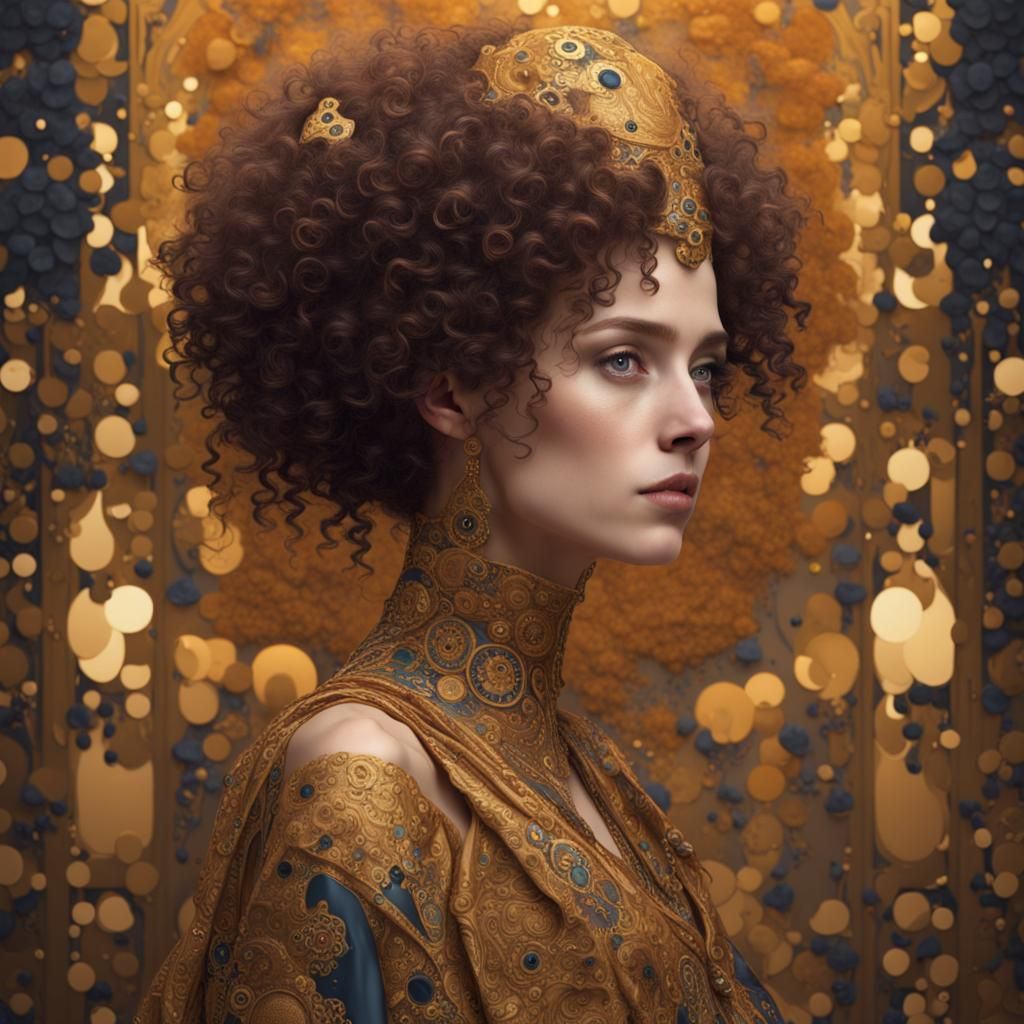 Portrait in Gustav Klimt Style, Detailed Matte Painting