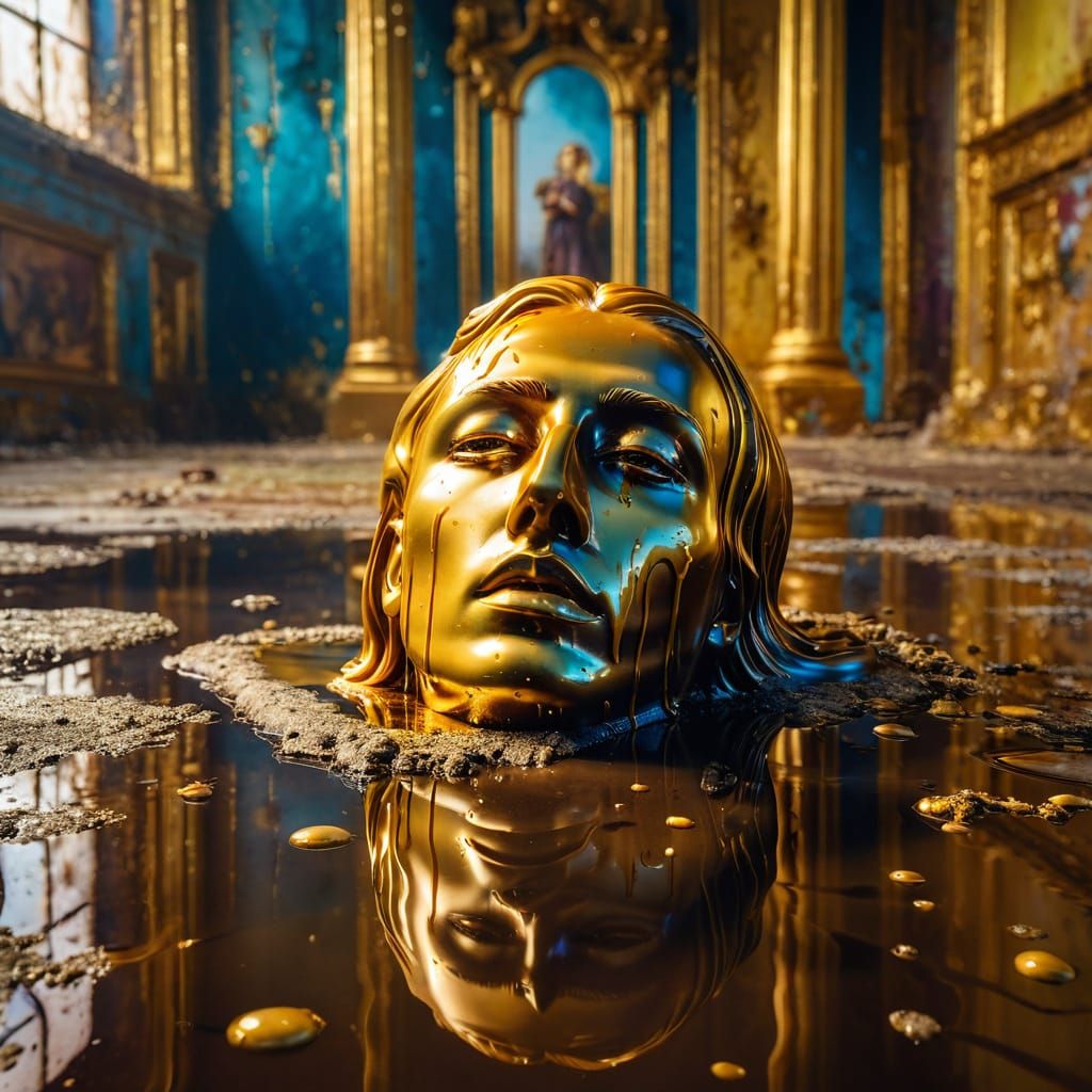 Surreal Wax Statue Melts in Abandoned Hall