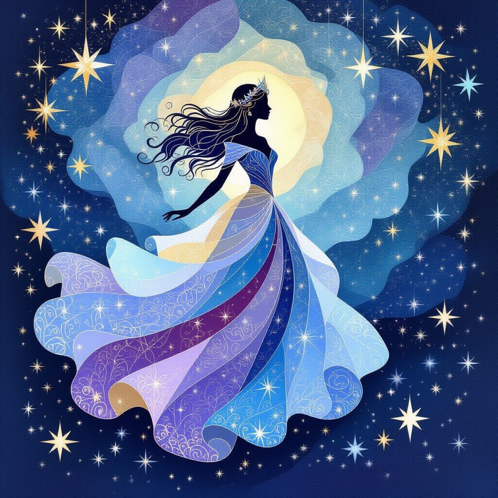 Celestial Paper Lady Constellation in Nebula