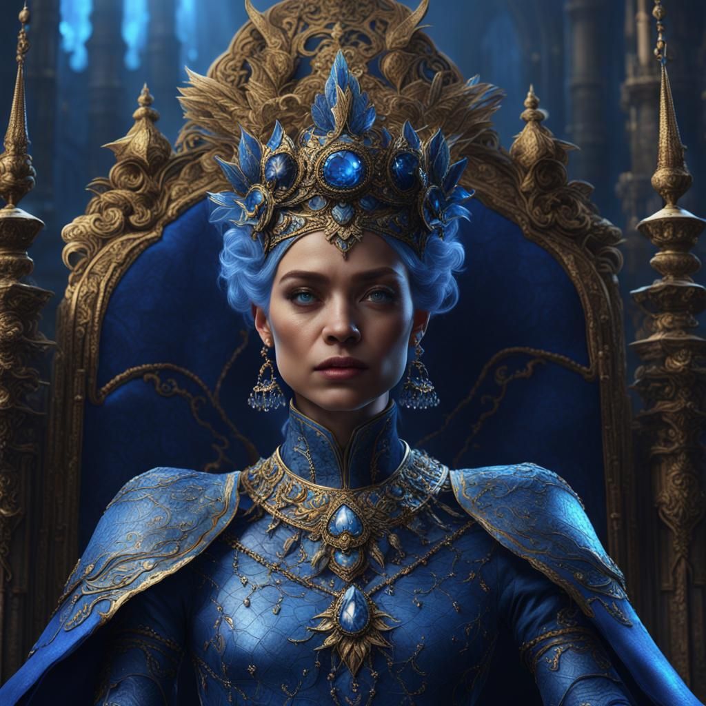 Queen in Blue: Detailed Fantasy Concept Art