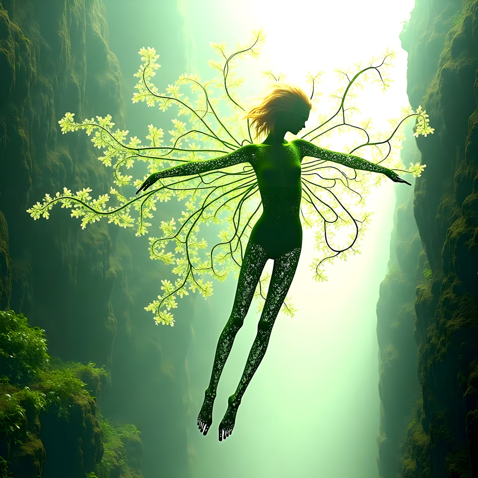 Filigree Blossom Humanoid with Veined Wings