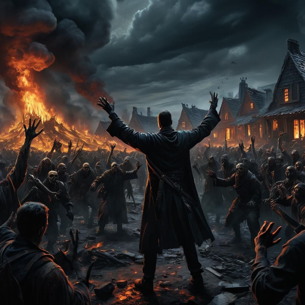 Necromancer Summons Zombies in Dark Fantasy Style