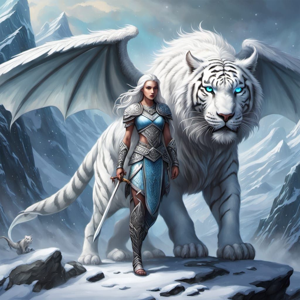 Celtic Warrior Princess with Tiger-Dragon