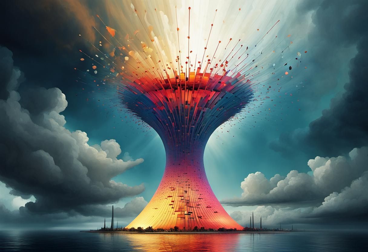 Graphic Arabesque Dissolving into Multidimensional Cipher