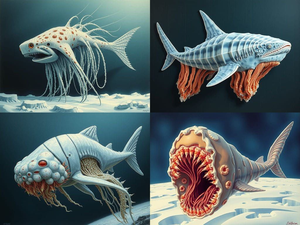 Surreal Horror Landscape in Cubist Style