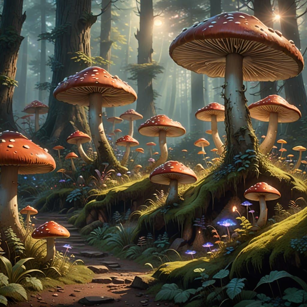 Enchanted Forest in Whimsical Watercolor Style