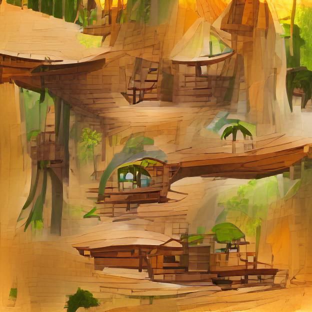 Lush Jungle Treehouse Village Concept Art