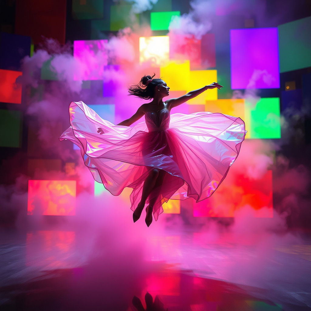 Dancer in a Whirling Kaleidoscope of Color