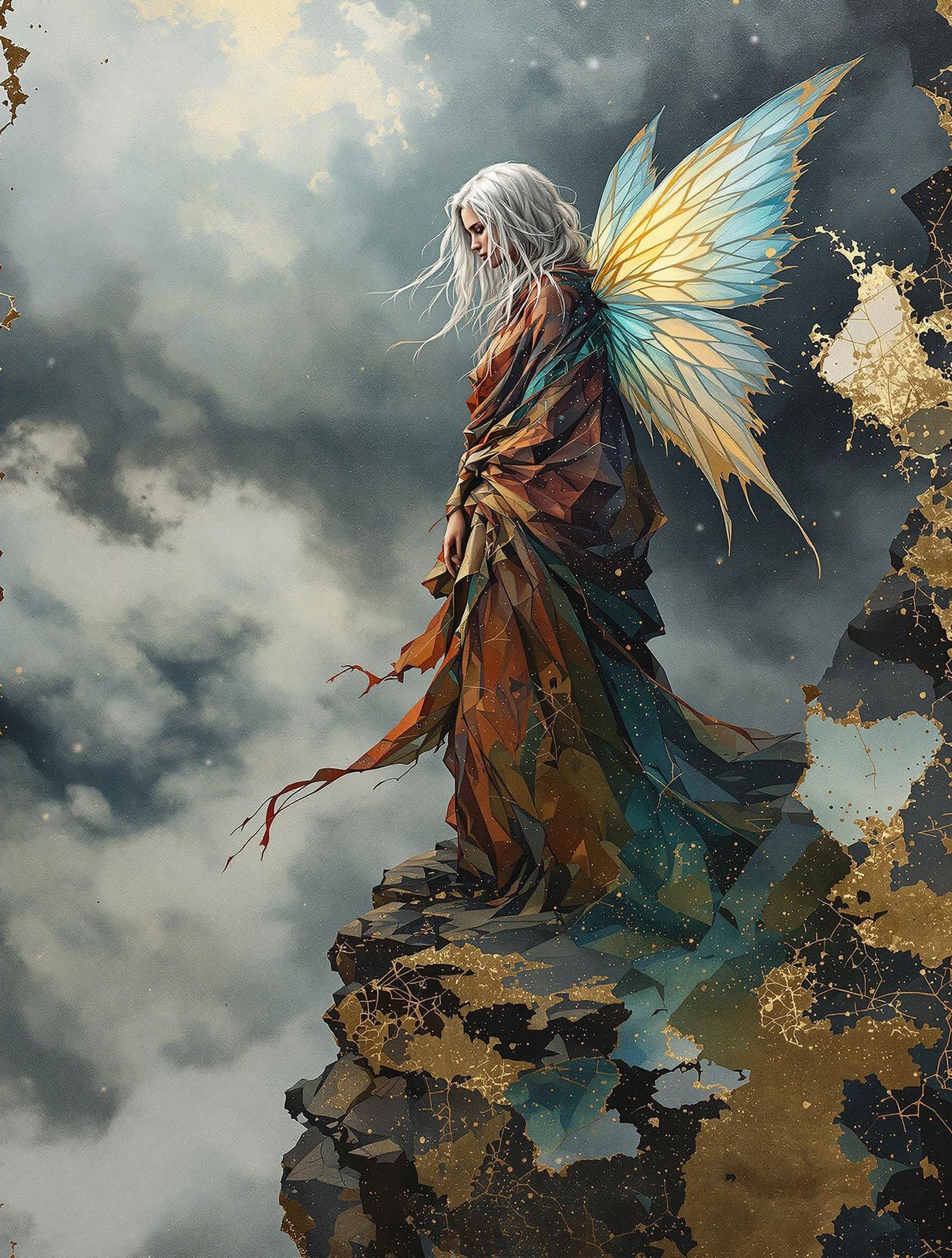 Sorrowful Woman Finds Hope Amidst Turbulent Skies in Whimsic...