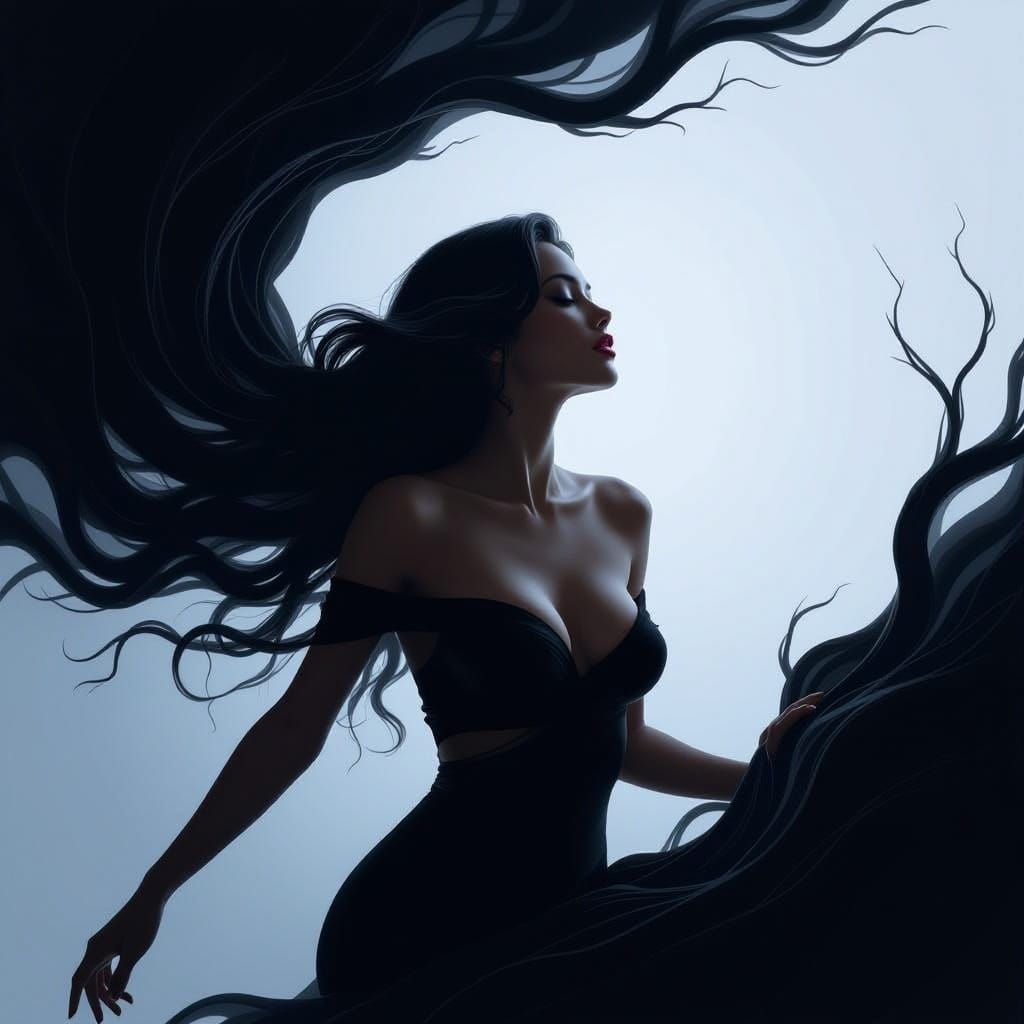 A Captivating Woman Surrendering to Darkness in a Cyberpunk ...