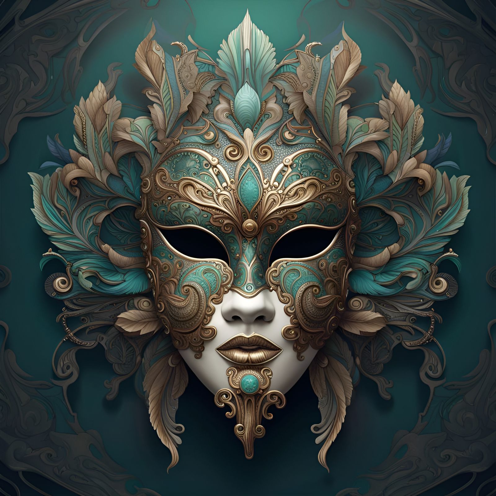 Intricate New Orleans Drama Mask Digital Art