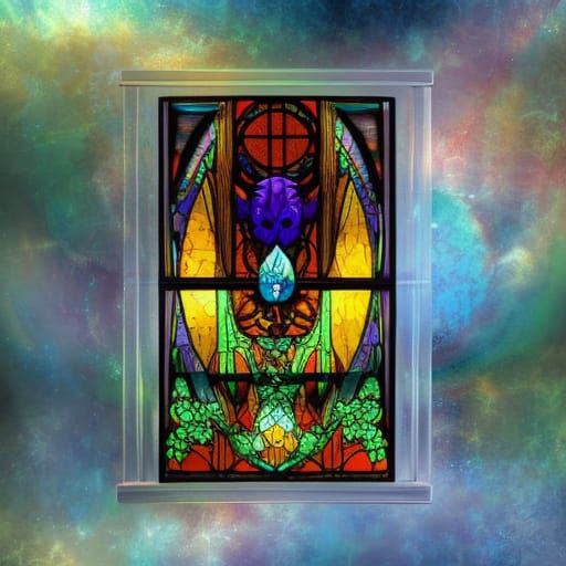 Mystical Stained Glass Digital Art of Arcane Dawn
