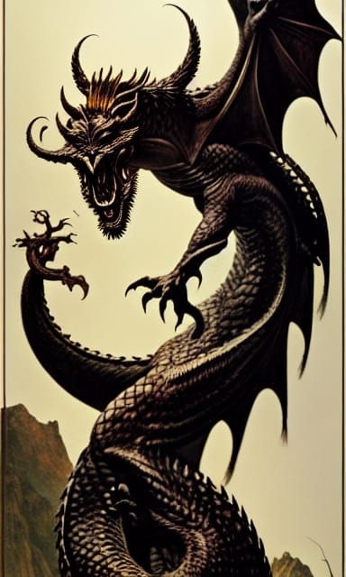 Mythological Hydra in Dark Fantasy Photoillustration