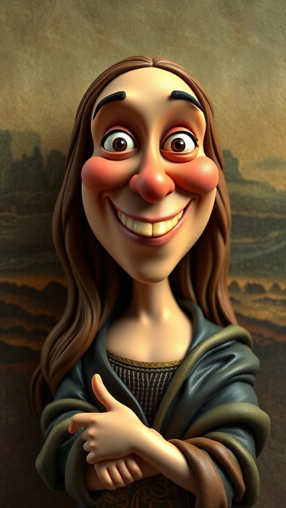 Whimsical Mona Lisa in Claymation Style
