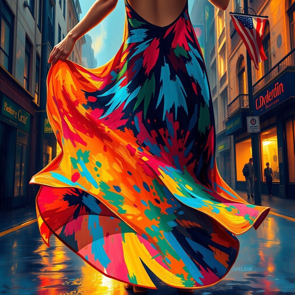 Vibrant Bohemian Maxi Dress in Expressive Brushstrokes
