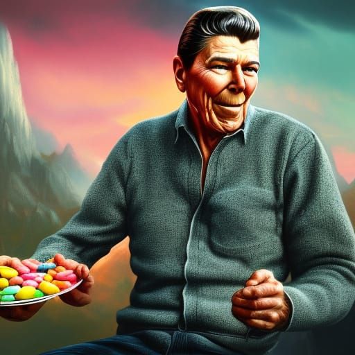Ronald Reagan Eating Jellybeans: Detailed Matte Painting