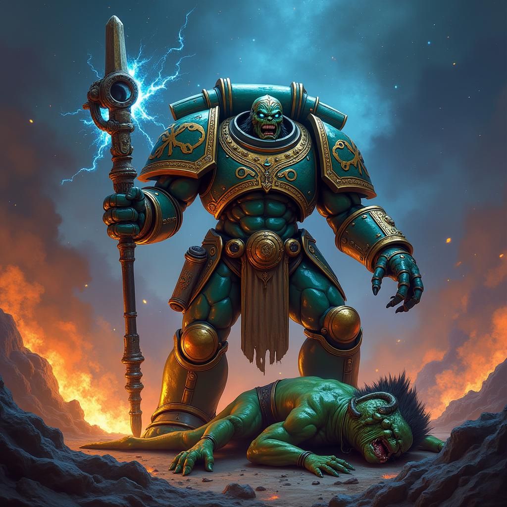 Salamander Space Marine Victory on Alien World