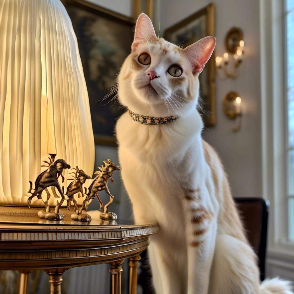 Cats Gaze at Tiffany Glass in Magical Realism