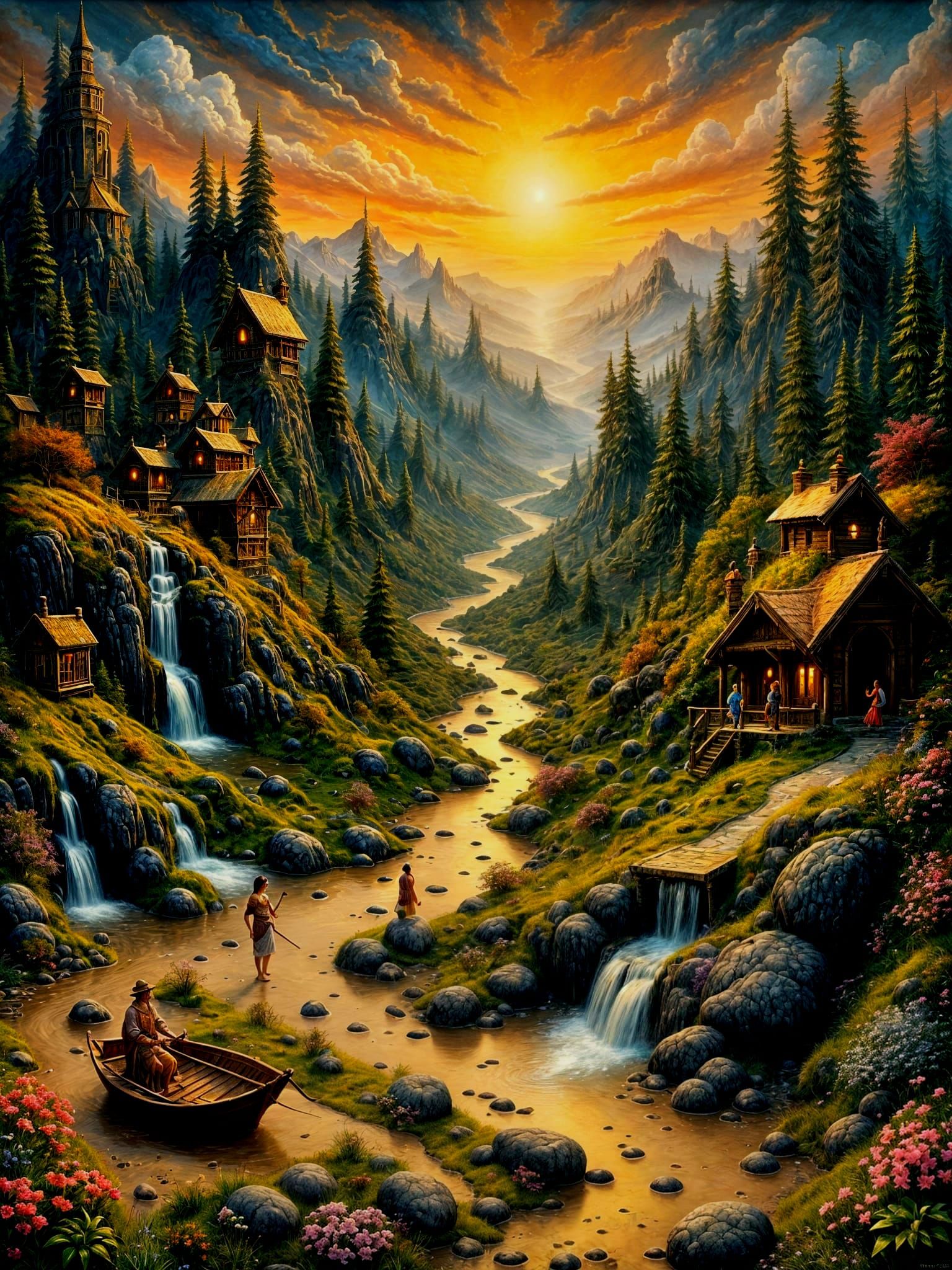 Ethereal Ancient Map With Miniature Fantasy World