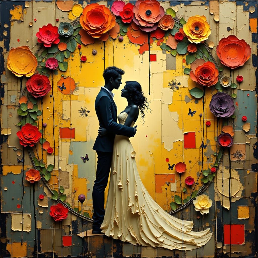 Floral Embrace in Art Nouveau Style