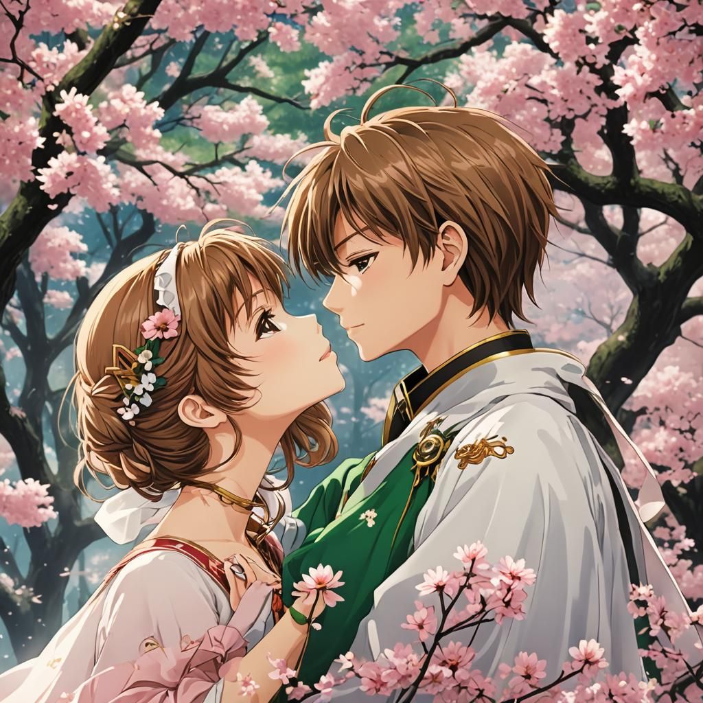 Sakura and Syaoran Kiss: Anime Key Visual Art