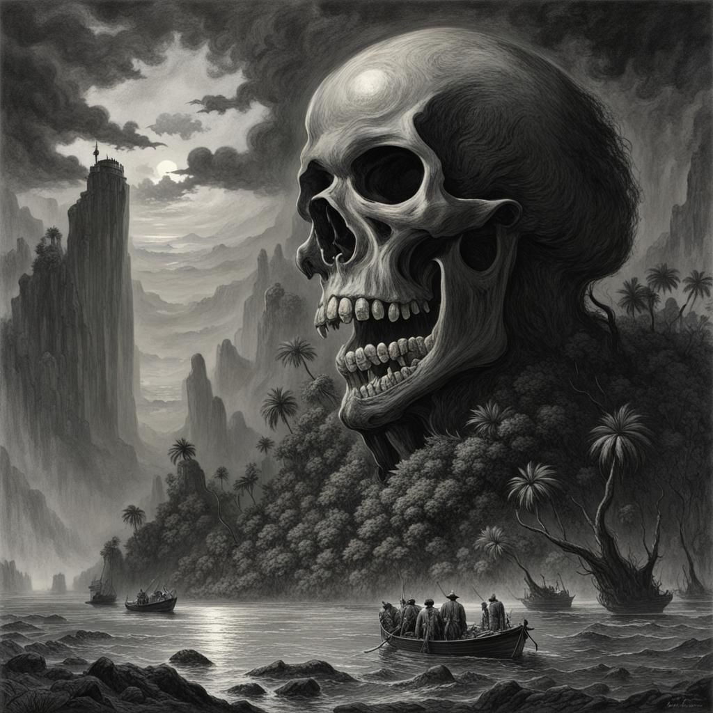 Skull Island Horror in Gustave Doré Style