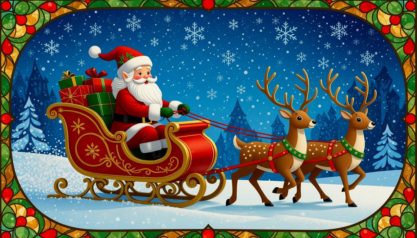 Steampunk Elf Sleigh Ride in Victorian Christmas Scenery