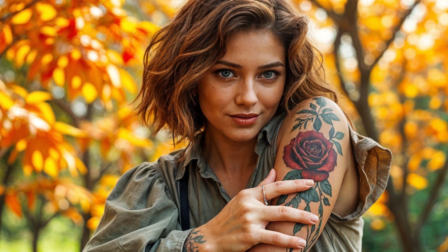 Tattoo Artist in Autumnal Graffiti Art Style