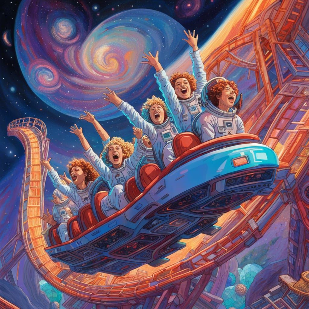 Cosmic Rollercoaster Adventure in Space Theme Park