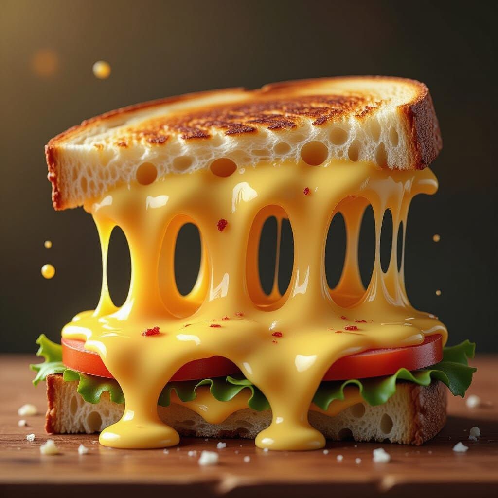 Majestic Cheese Pull Sandwich: A Digital Art Masterpiece