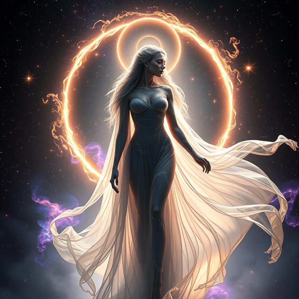 Galactic Goddess Emerges from Cosmic Portal in Ethereal Beau...
