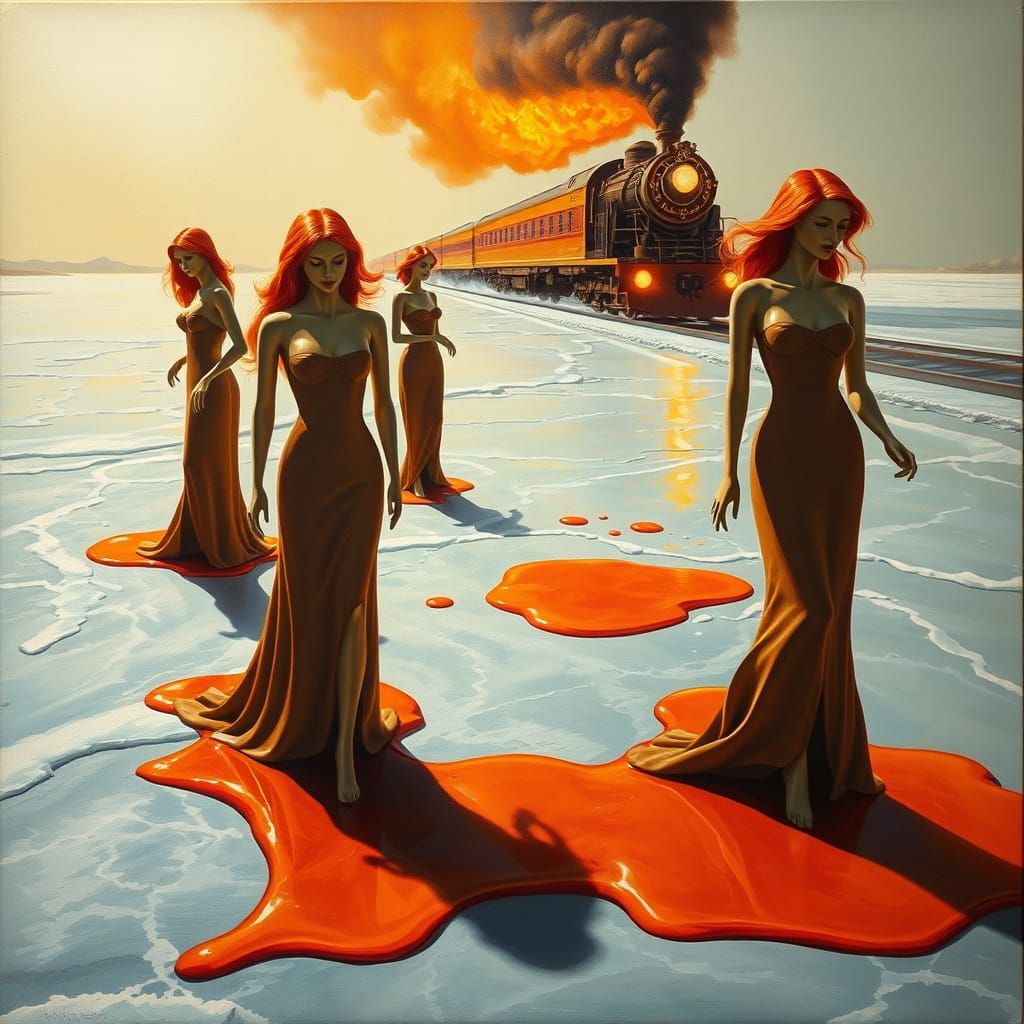 Melting Beauty on an Icy Train Track