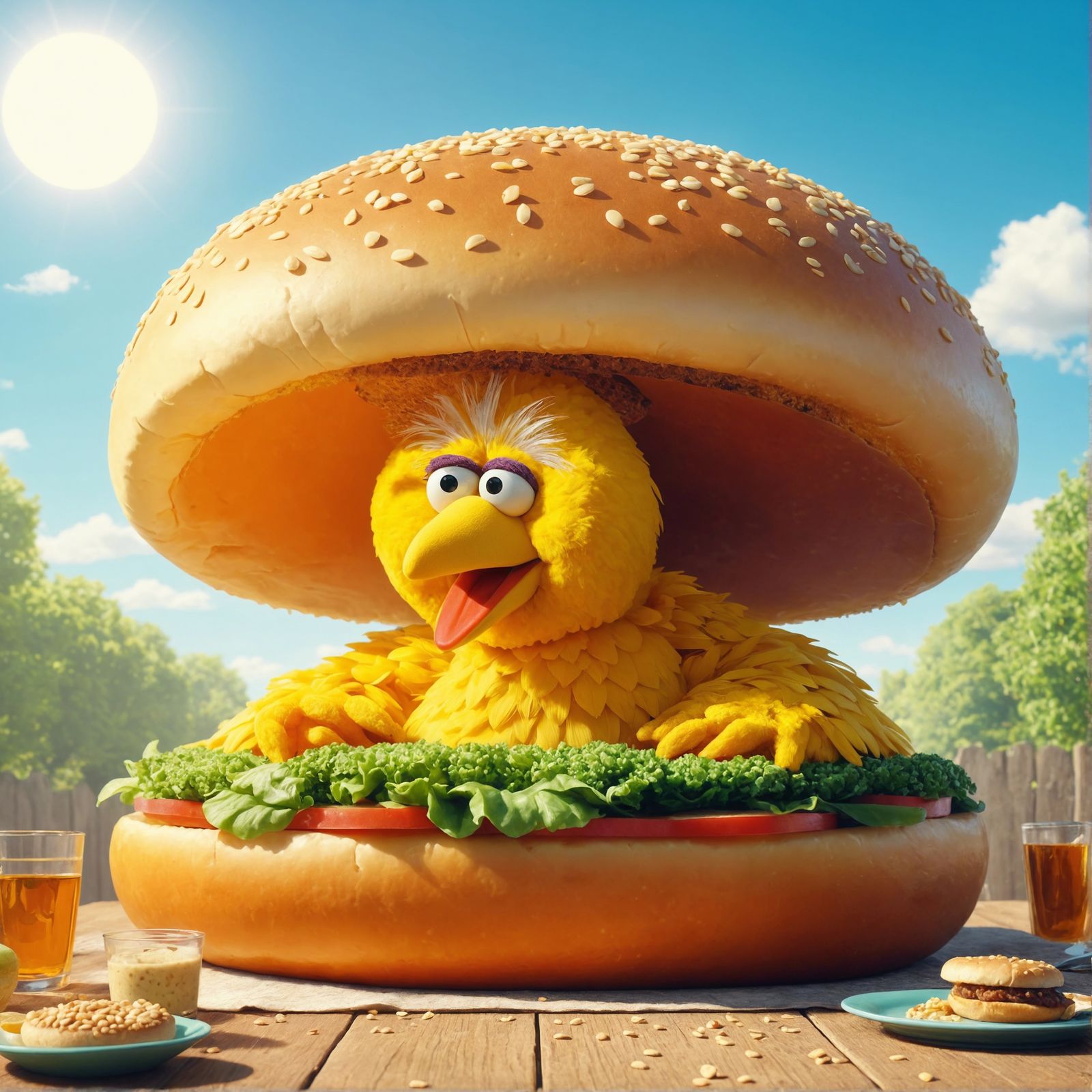 Big Bird in a Sesame Seed Bun