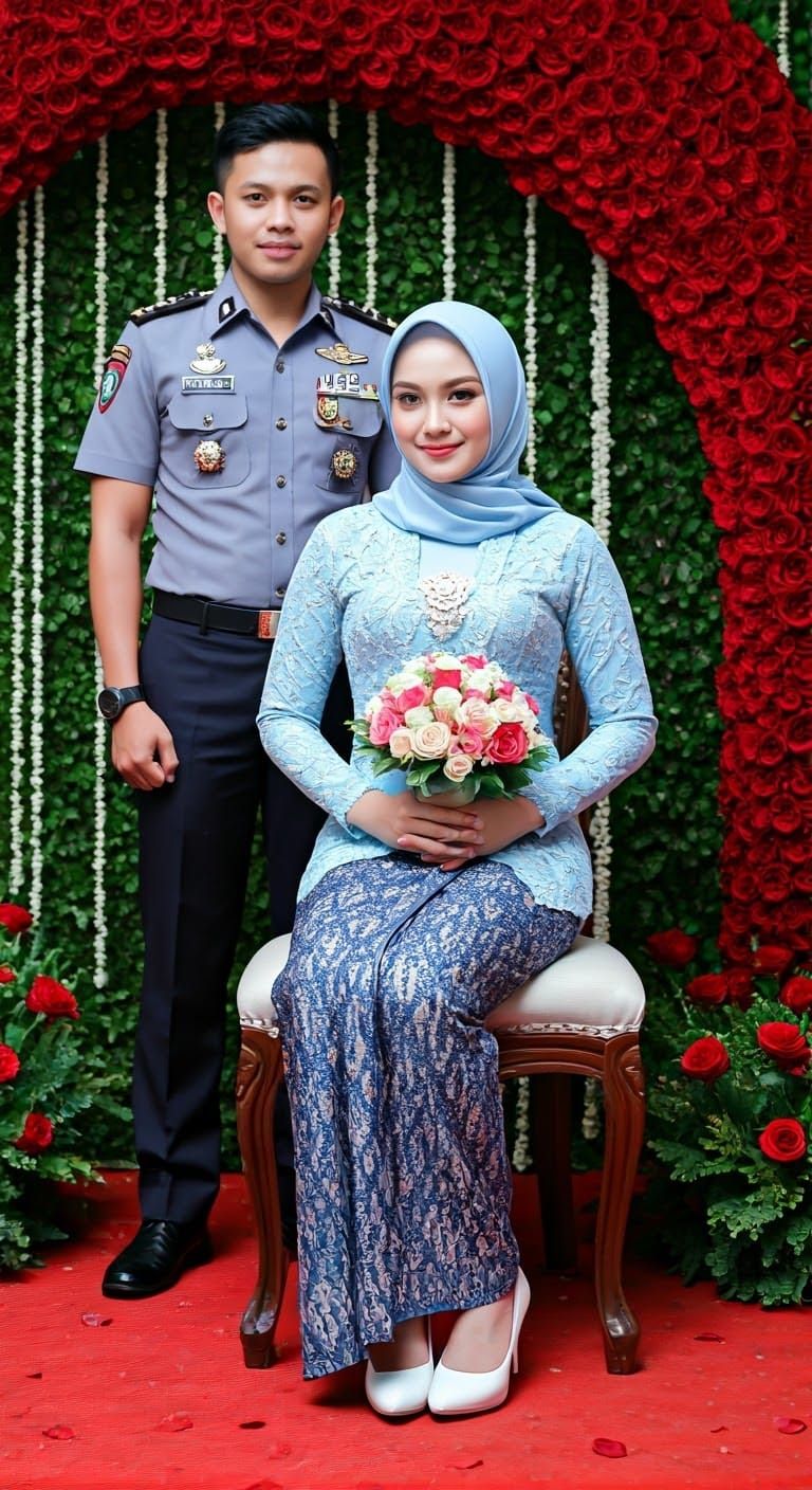 Elegant Korean Woman in Kebaya with Husband