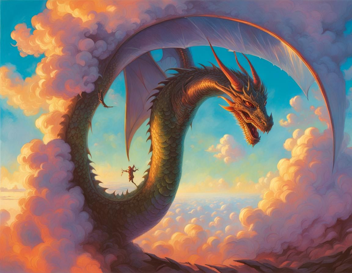 Dragon in the Sky: Retro Sci-Fi Art