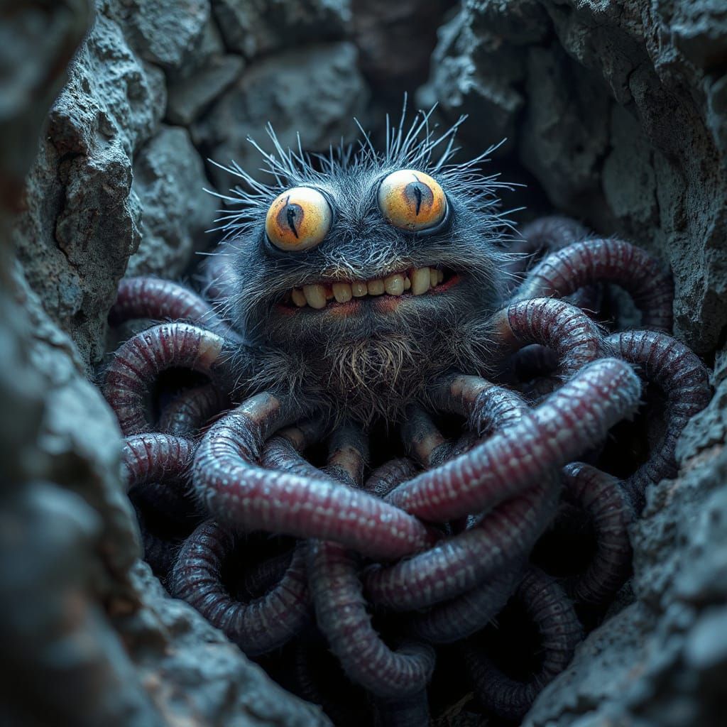 Creepy Cute Neon Creature with Tentacles