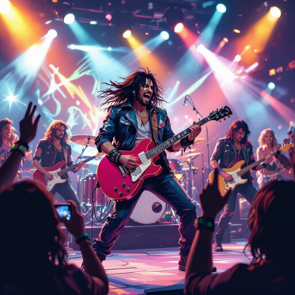 Labubu Rock Band on Stage in Digital Art Style