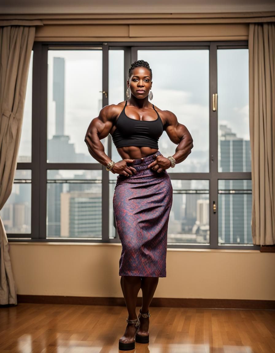 Powerful Nigerian Bodybuilder in Traditional Dress