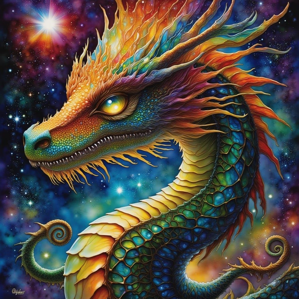 Ancient Cosmic Dragon in Celestial Nebula